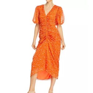 Endless Rose Orange Floral midi dress